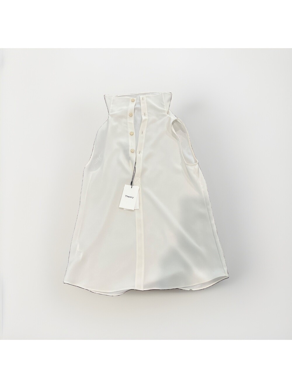 NWT THEORY WOMENS AXLIE TOP SIZE SMALL SLEEVELESS BLOUSE COWL TOP BACK BUTTONS